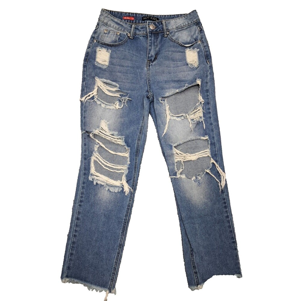 Hot Kiss Jeans Womens Sz 3 Skinny Ankle Denim Blue Stretch High Waisted Rise Mom